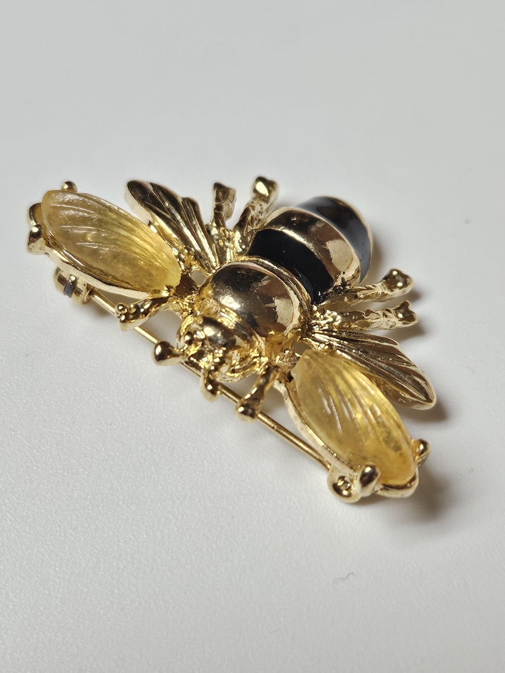 Napier Gold and Black Bee Pin Brooch - Picture 2 of 6